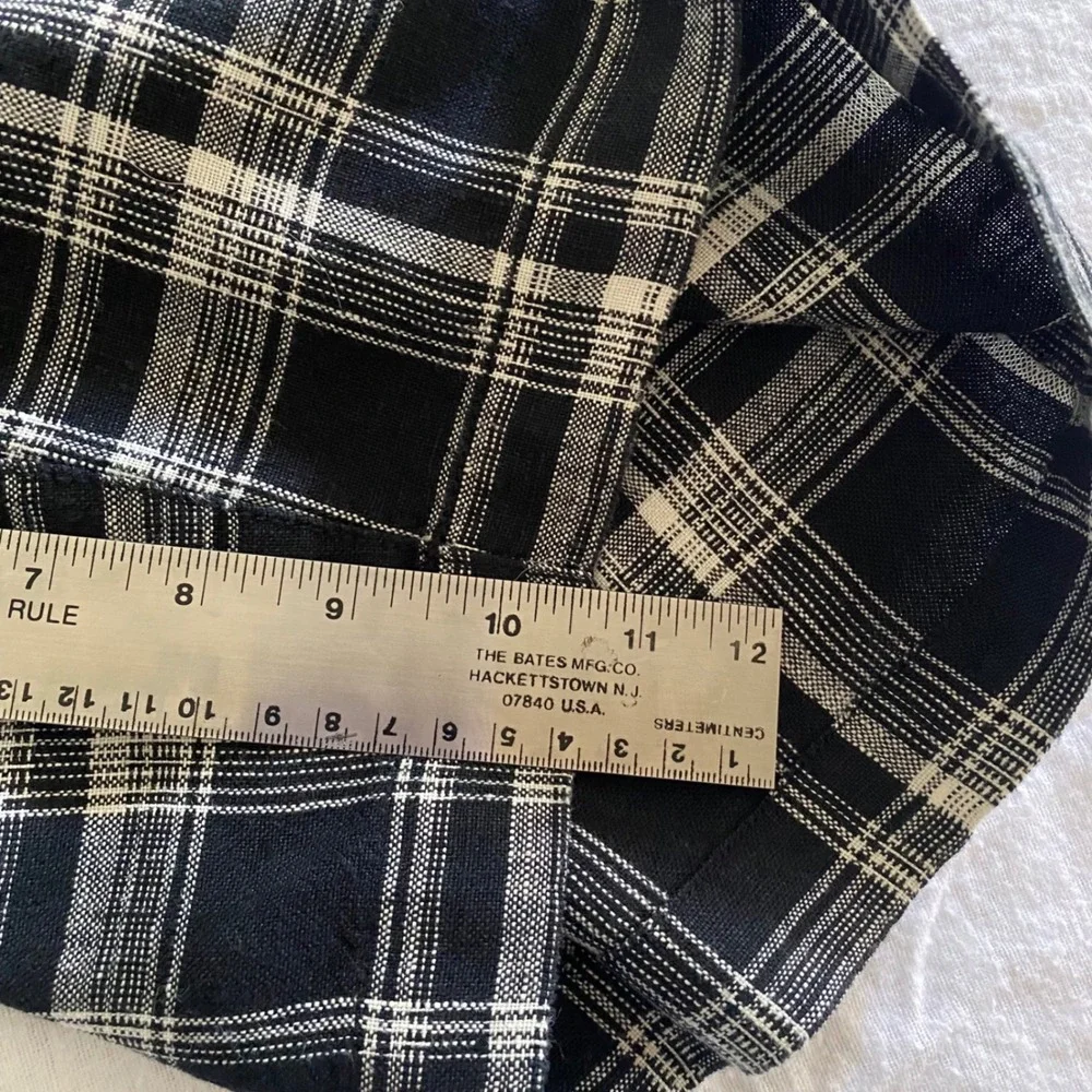 Tommy Bahama Mens 32 Black White Plaid 100% Linen Paradise Nation Shorts RN86549